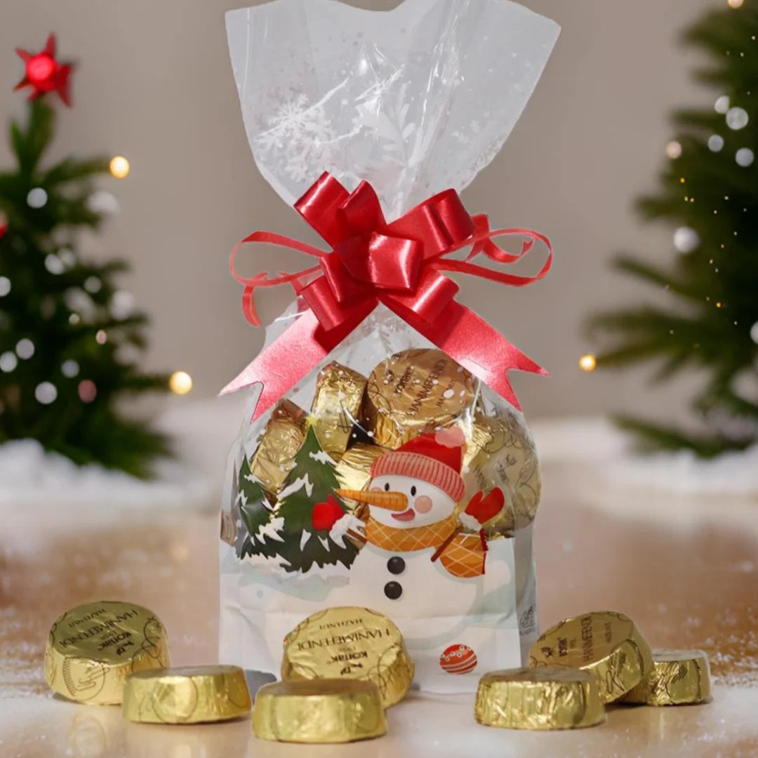 Hanımefendi Yılbaşı Özel Hediyelik Poşette Hazelnut Parçacıklı & Dolgulu Milk Chocolate 200 g